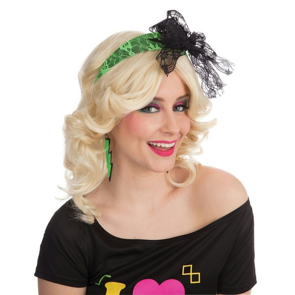 image 1 of Bristol Novelty Unisex Adults 80s Lace Headband - Green - One Size Green | One Size