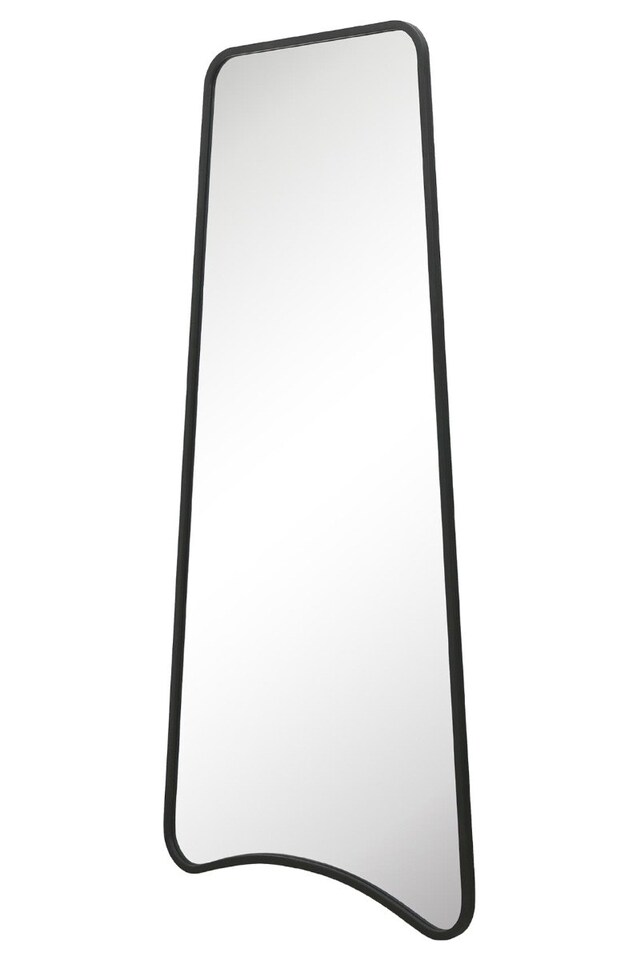 image 1 of The Coartans - New Black Metal Isoscelles Trapezoid Shape Framed Wall Mirror with arched bottom. 79" X 38" (200CM X 95CM). | Black