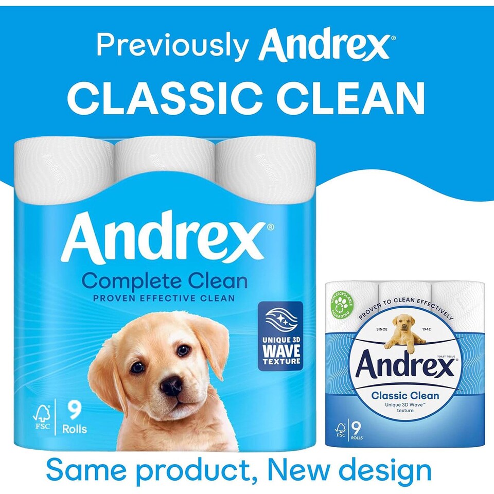 image 1 of Andrex Toilet Rolls Classic Clean Fragrance-Free 2 Ply Toilet Paper, 36 Rolls | White | 2 Pack | 2