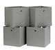 image 1 of Foldable Canvas Storage Folding Box Fabric Cube Cloth Bag 4 Piece Set | Grey
