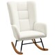 image 1 of HOMCOM Rocking Chair, Teddy Upholstered Accent Chair, Modern Armchair with Wide Backrest and Rubberwood Base for Living Room, Bedroom, Cream White | Cream | Cream