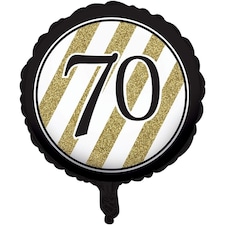 Creative Party 70th Foil Balloon - Black/Gold/White - One Size
