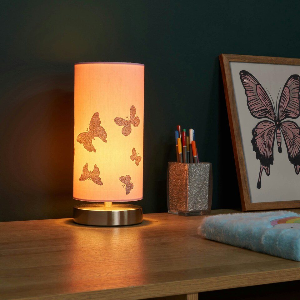image 1 of BHS Glow Kid's LED Butterfly Table Lamp, Silver Grey | Silver