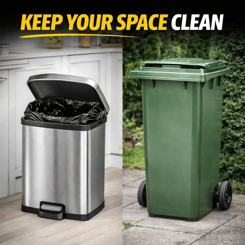 image 1 of Hero 90L Strong Durable Bin Bag Liners – 40 Extra Large Heavy Duty Tear-Resistant Black Refuse Sacks for Household & Commercial Waste | Black | Black | 90L | 80
