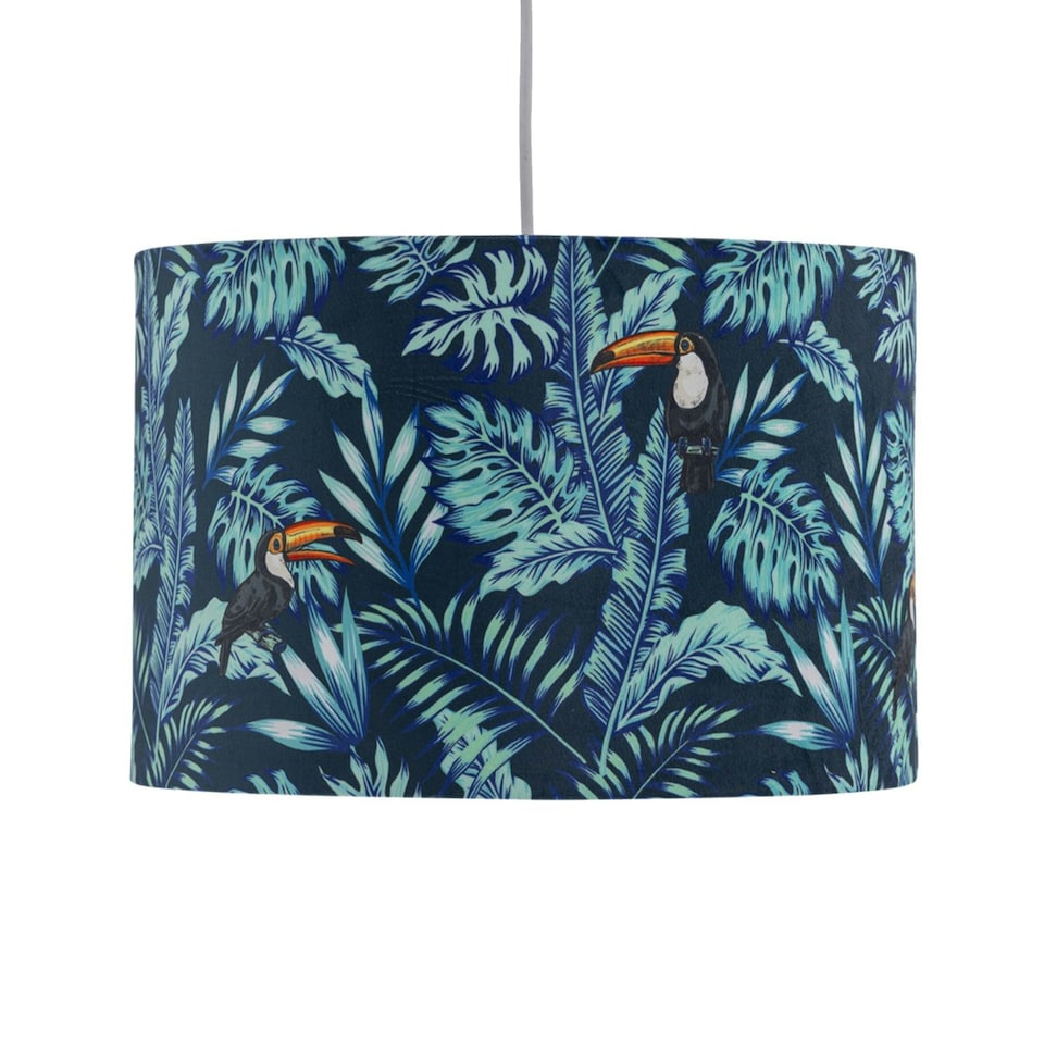 image 1 of First Choice Lighting Set of 2 Toucan Velvet Toucan Design 30cm Pendant or Table Lamp Shades Multi