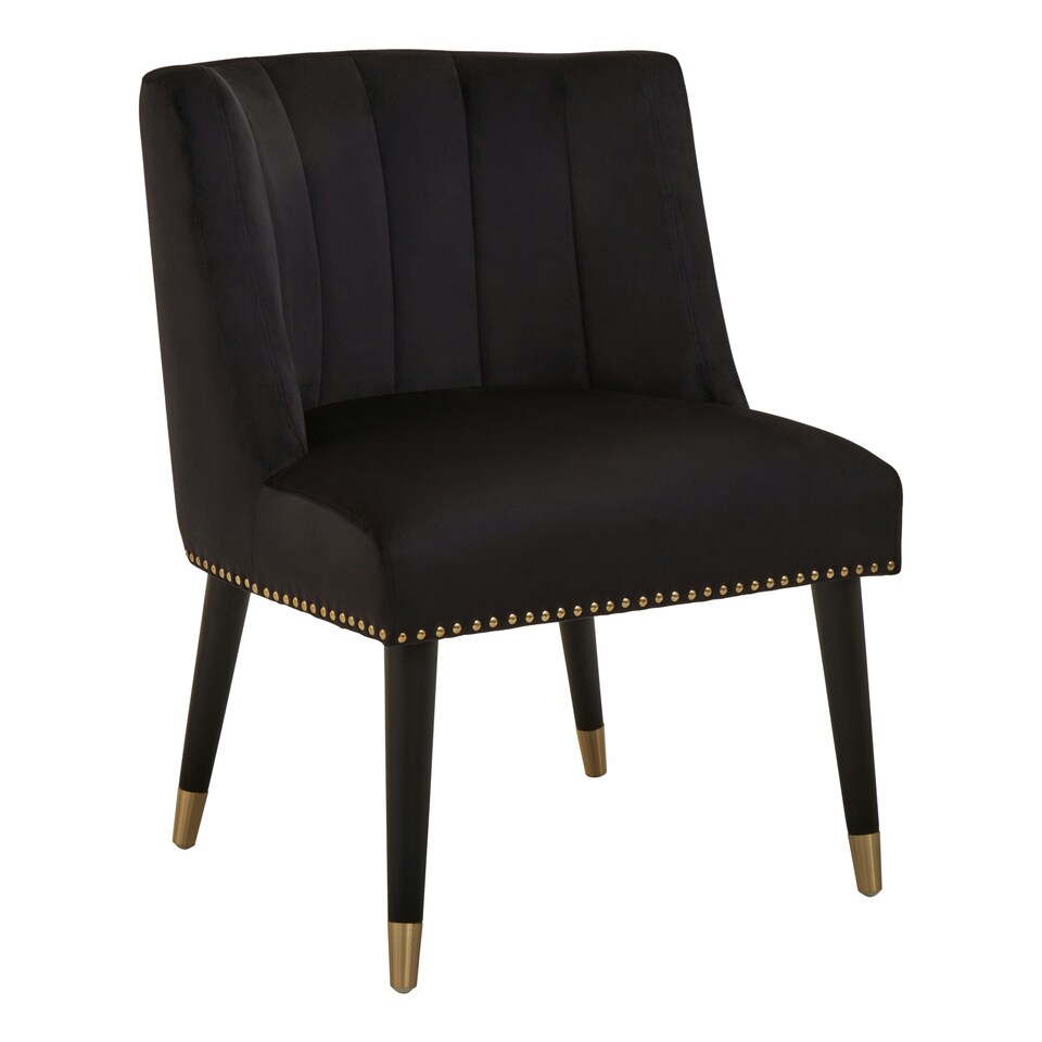 image 1 of Interiors by Premier Black Velvet Chair for Living Room, Chair with Velvet Upholstery, Dining Chair for Lounge, Dinner, Home