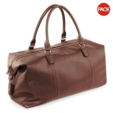 Quadra NuHude Faux Leather Weekender Holdall Bag (Pack of 2) - Tan - One Size