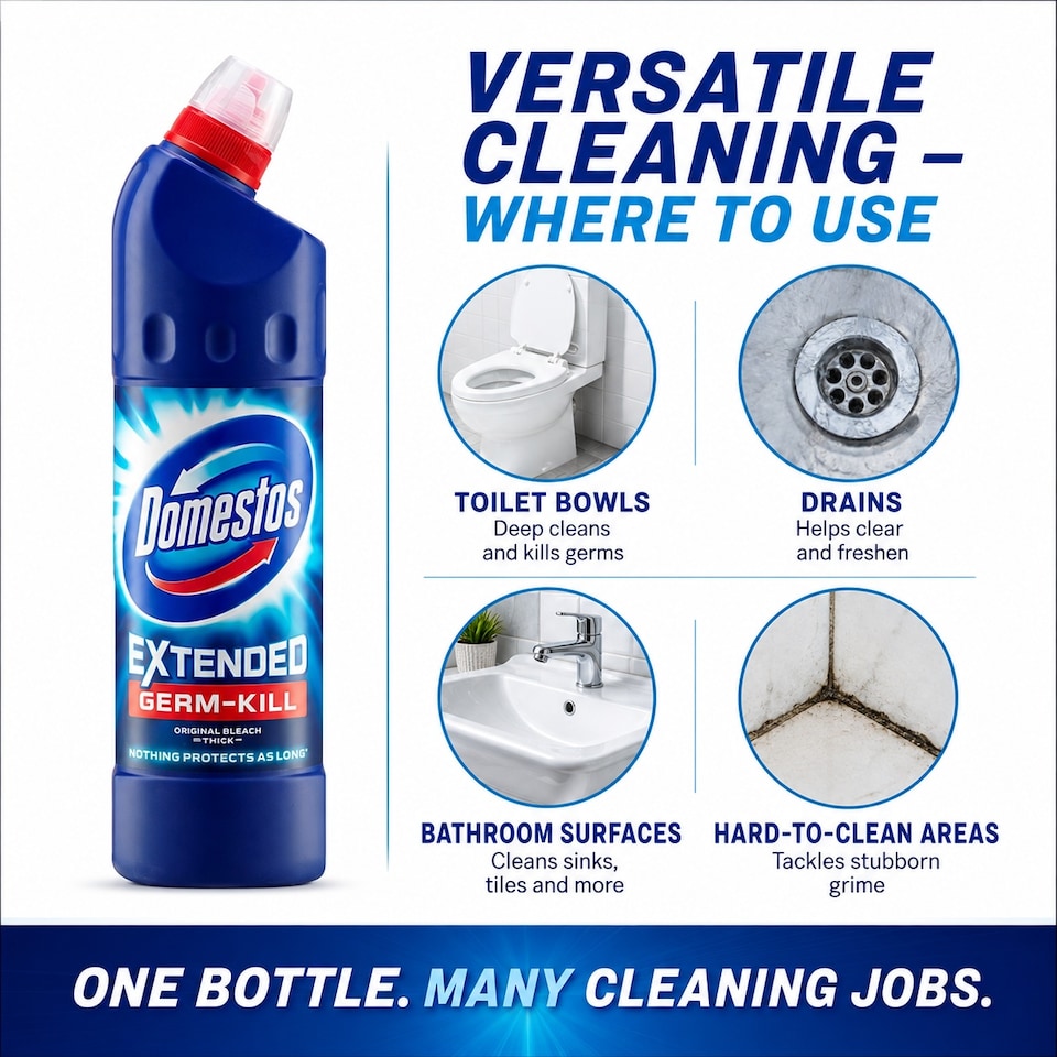 image 1 of Domestos Extended Germ Kill Original Bleach 750ml Pack of 6