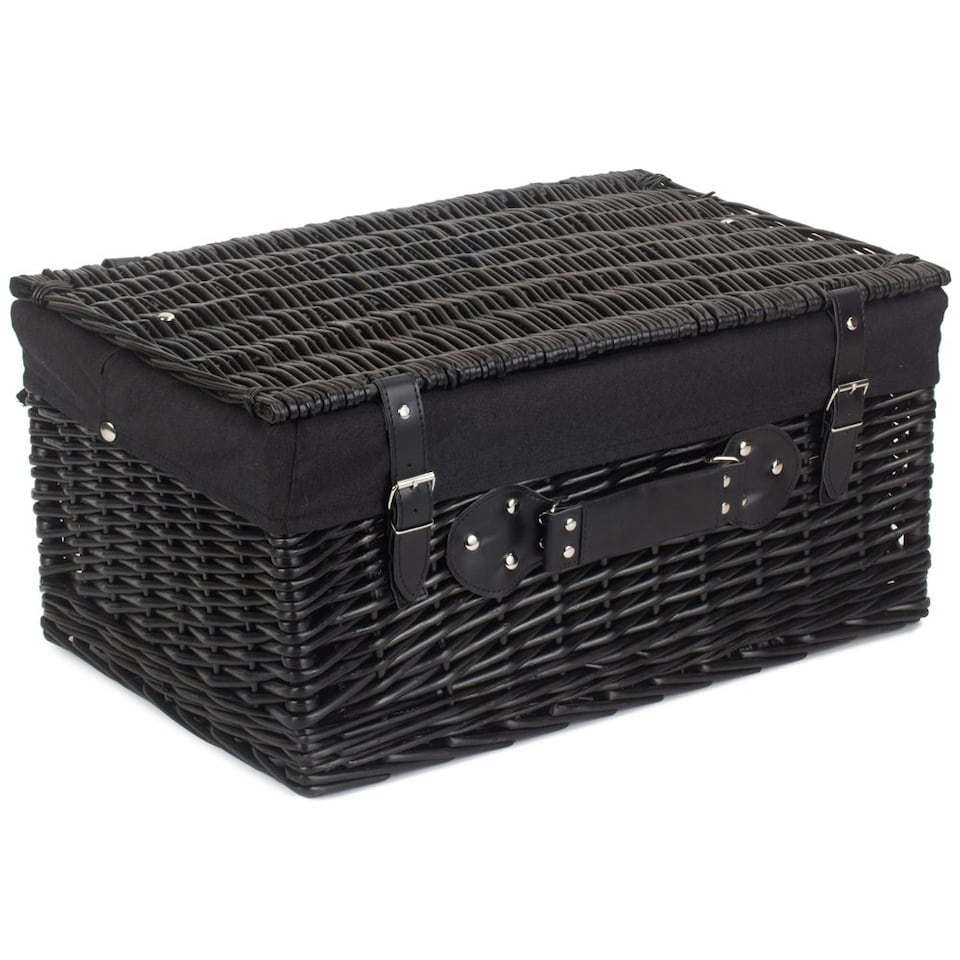 image 1 of 51cm Empty Willow Wicker Picnic Basket with Lining Grey | Grey | One Size