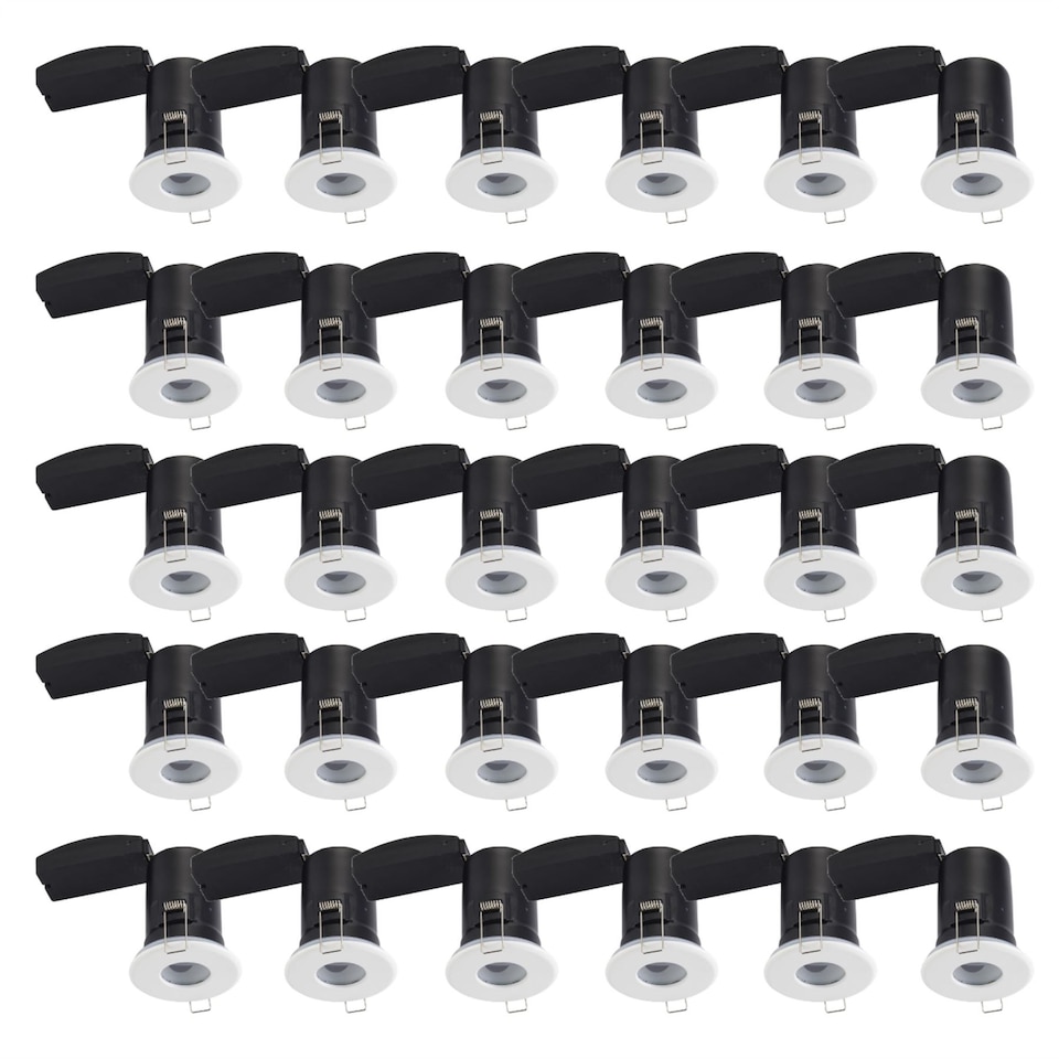 image 1 of Set of 30 - White IP65 Bathroom Recessed Fire Rated Downlights