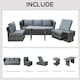 image 6 of Outsunny 5 PCS Outdoor Rattan Wicker Sofa Sets Reclining Sofa Adjustable Canopy & Side Table Dining Table Set Sectional Conversation Furniture w/ Cushions, Mixed Grey