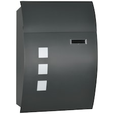 HOMCOM Weatherproof Wall Mounted Letter Box Post Box with Keys Anthracite Grey Grey