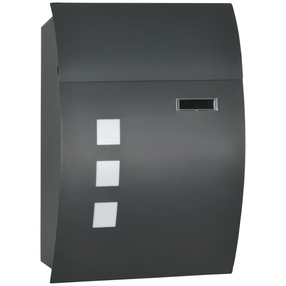 image 1 of HOMCOM Weatherproof Wall Mounted Letter Box Post Box with Keys Anthracite Grey Grey