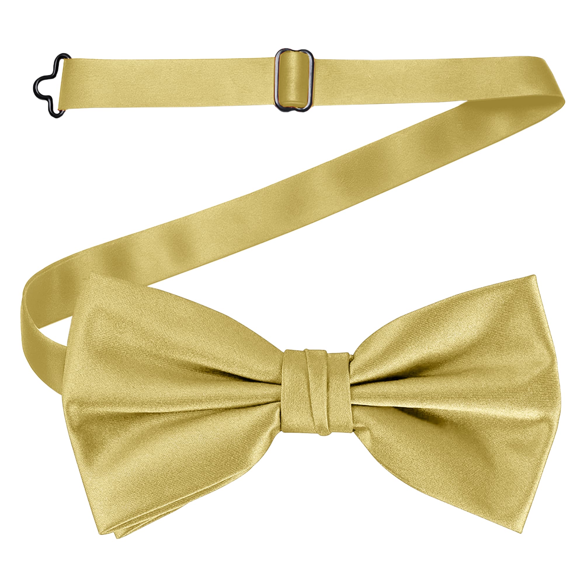 Neel Blue Men's Stylish Bow Ties Colourful Plain Solid Satin Polyester Adjustable Pre-Ties in Gold