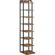 Yaheetech 8-Layer Rustic Vintage Shoe Rack for Compact Spaces-Rustic Brown