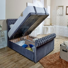 Santino Divan Ottoman with matching Footboard Plush King Bed Frame - Steel