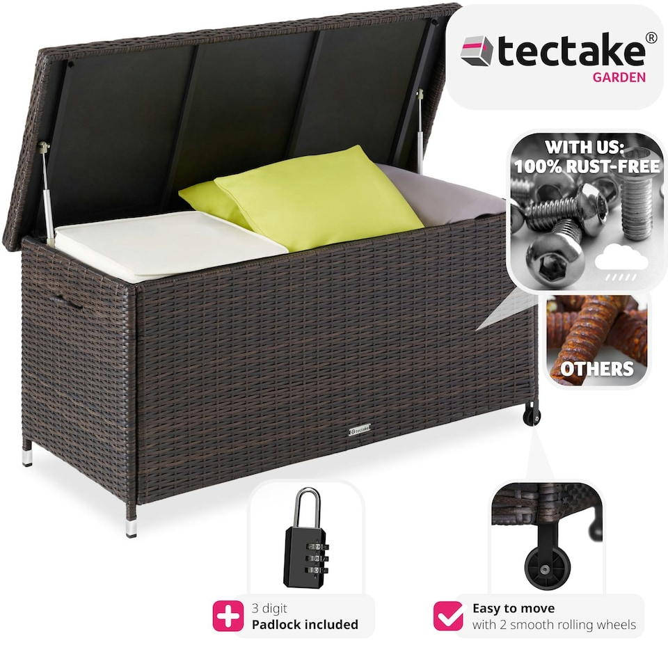 image 1 of Storage Box Kiruna - rattan garden furniture cushion storage 120 x 55 x 61.5 cm Brown