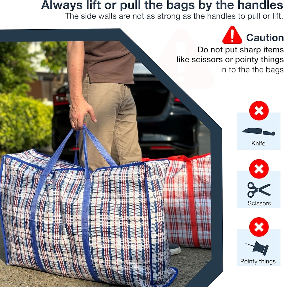 image 1 of S&d, Laundry Zip Bags XXL Heavy Duty Storage Bags Reusable Nylon Large for Moving Clothes Wardrobe Waterproof - 10pcs (Blue)