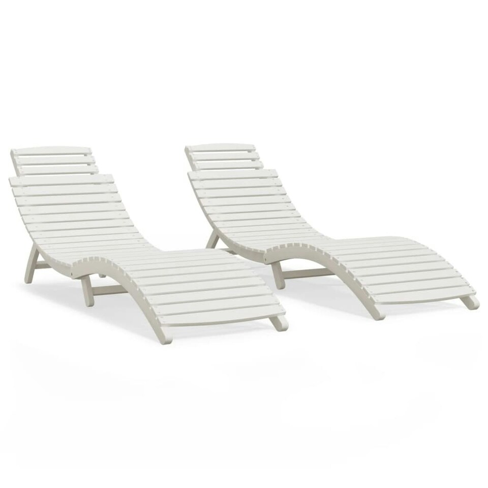 Sun Loungers 2 pcs White 184x55x64 cm Solid Wood Acacia Tesco Groceries