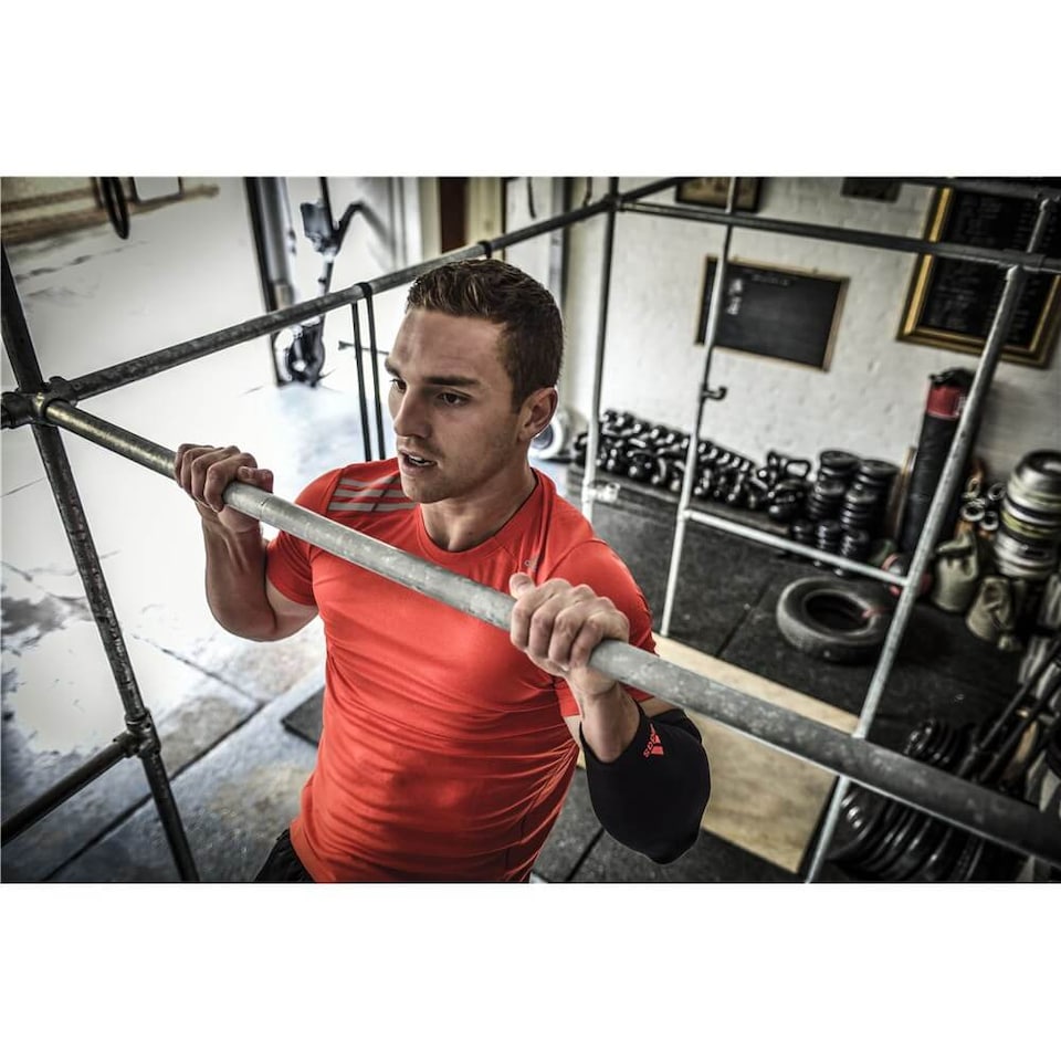 image 1 of Adidas Elbow Support, Size S, Black (Elasticated Nylon Blend) | Black | Black | S