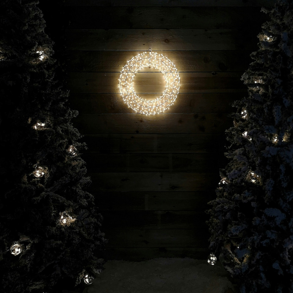 image 1 of Rose Gold Wreath With Warm White LEDs 600 Bulb 45cm