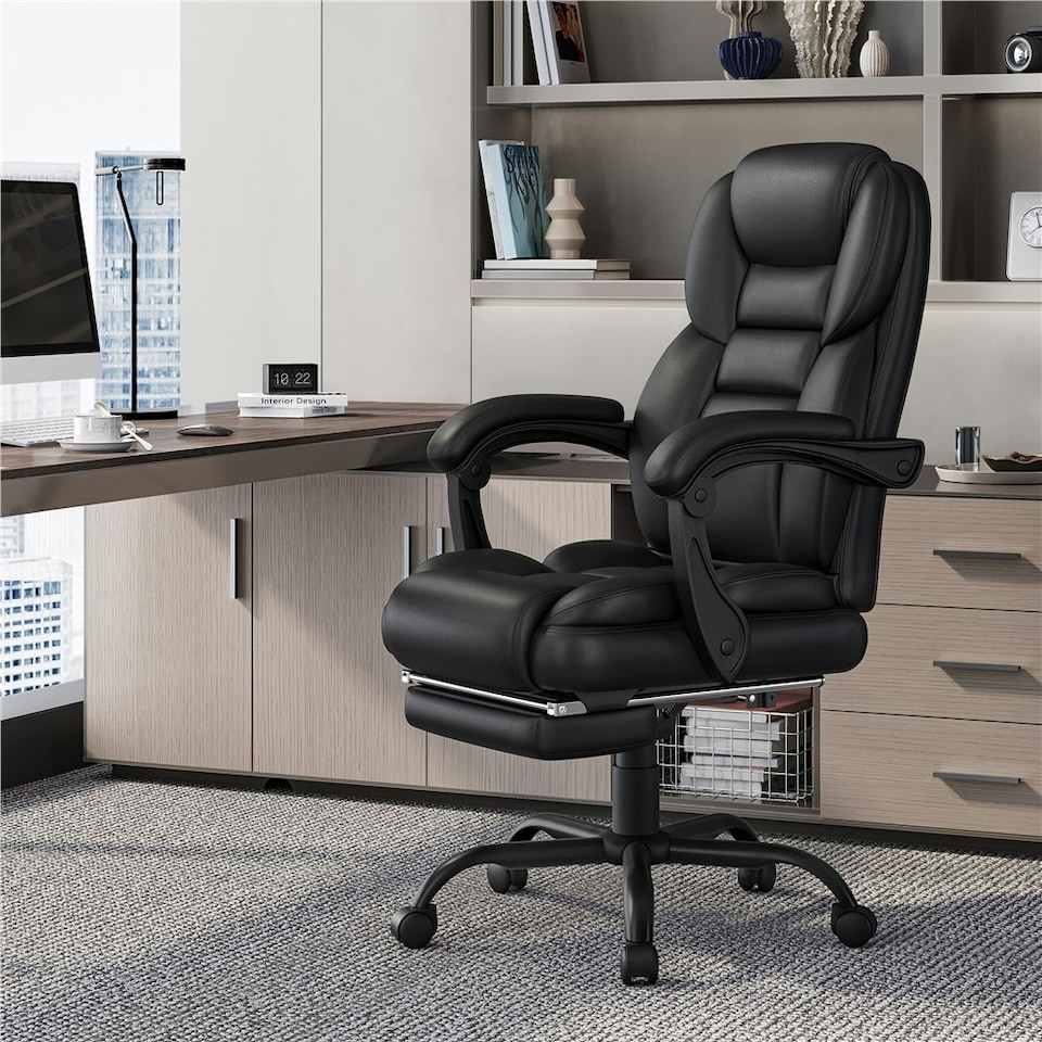 image 1 of Yaheetech Height-Adjustable Computer Chair Black