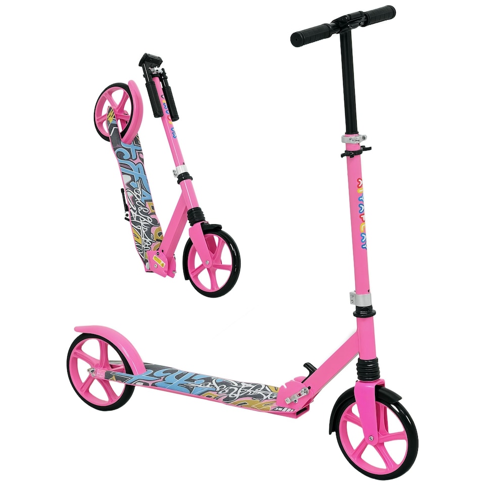 image 1 of AIYAPLAY Kids Scooter, Foldable Kick Scooter w/ Adjustable Handlebar, Pink | Pink