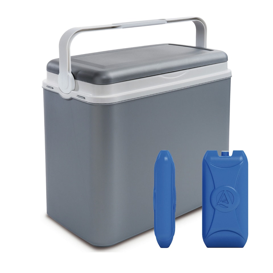 image 1 of 24L Insulated Coloured Cooler Box With 2 Ice Packs | Grey | 1