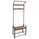 image 1 of Harbour Housewares Curved Steel Coat Rack with Shoe Storage Bench - Coat Rack Coat Stand Hat Hook Clothing Rail Shoe Rack Hall Storage S