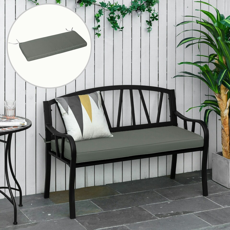 image 1 of Outsunny Garden Bench Cushion 2 Seater Seat Pad Indoor& Outdoor Use Grey 