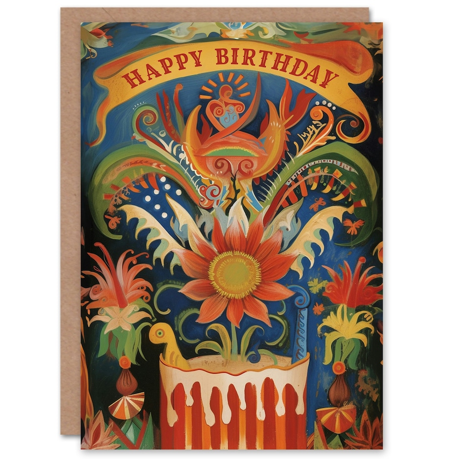 image 1 of Mad Circus Cake Abstract Carnival Woman Her Birthday Card