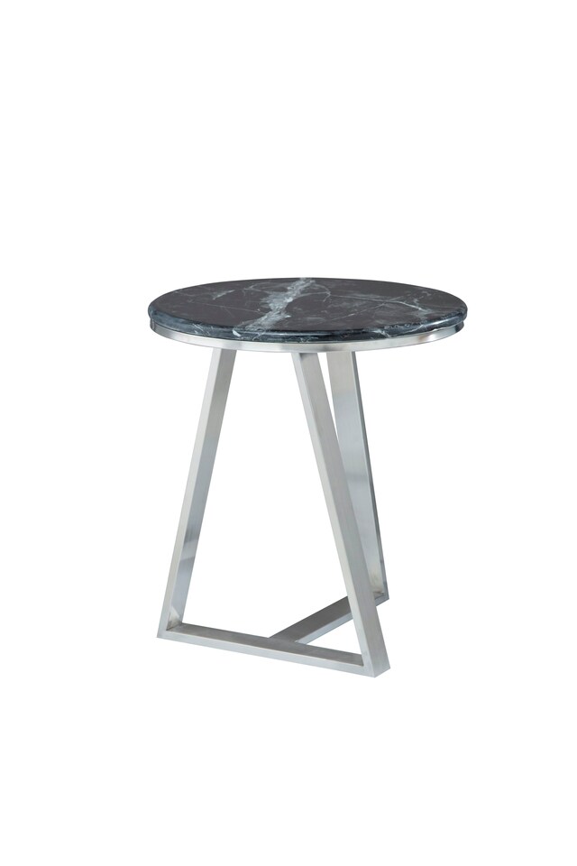 image 1 of Interiors by Premier Luxe Side Table With Black Marble Top, Elegant Bedside Table, Sturdy Small Table, Silver Rectangular Table | Black
