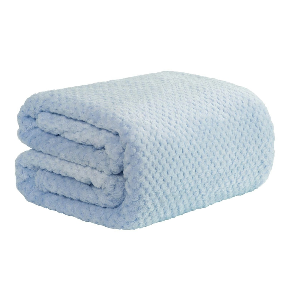 image 1 of OHS Luxury Soft Waffle Honeycomb Mink Warm Blanket, 150x200cm - Blue