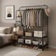 image 1 of Black Heavy Duty Double Clothes Rail with Wheels – Garment Hanging Rack & Storage Shelf