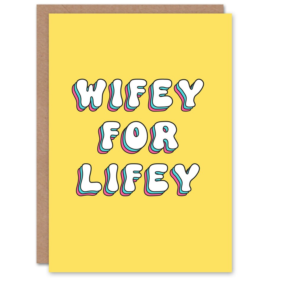 image 1 of Wifey For Lifey Fun Cute Retro Yellow Woman Her Birthday Card