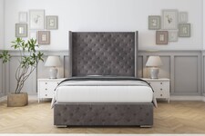 Sloomy Arundel Slate Naples Bed Frame With 50"  Upholstered Wingback Headboard 5' King