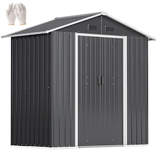 Outsunny 6.5 x 3.5ft Metal Garden Shed, Outdoor Storage Shed for Tool Organization with Double Sliding Doors and 4 Vents for Garden, Patio, Dark Grey