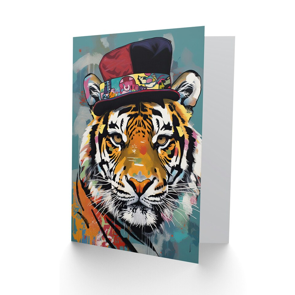 image 1 of Top Hat Tiger Big Cat Lover Fun Birthday Card