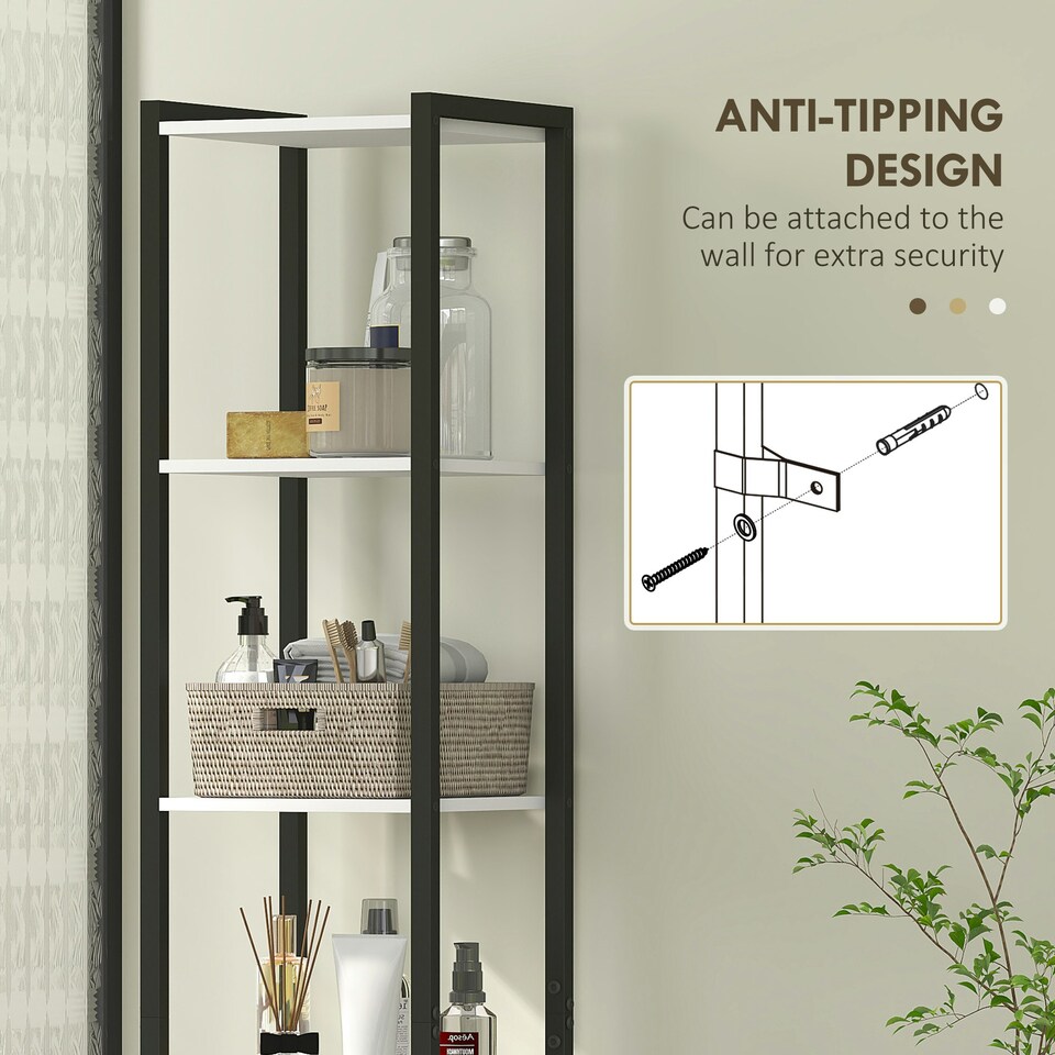 image 1 of HOMCOM Tall Bathroom Storage Cabinet with 3 Shelves, 30 x 30 x 170 cm, White
