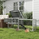 image 7 of PawHut Rabbit Hutch, Wooden Guinea Pig Hutch with Run & Tray, Grey