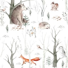 Sample of Forest Friends Wallpaper in Earthy Tones Multi