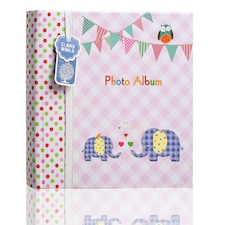 ARPAN Slip In Memo Baby Photo Album – Holds 200 Photos 4x6" (10x15cm) – Elephant Design with Index Pages & CD/DVD Pocket