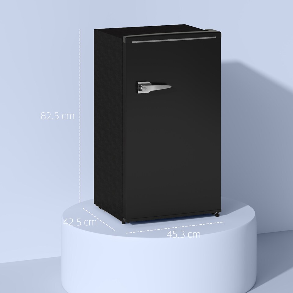 image 1 of HOMCOM Under Counter Fridge, 85L Retro Freestanding Refrigerator with Chiller Box, Adjustable Thermostat, 2 Removable Glass Shelves, Interior Light, E Rated, 40dB Low Noise, Black | Black