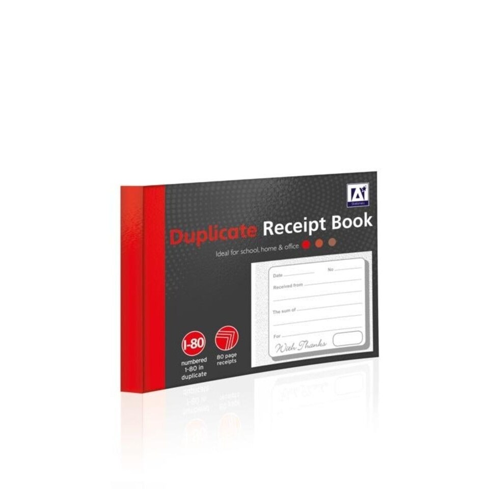 A Star Duplicate Receipt Book - Black/Red - One Size