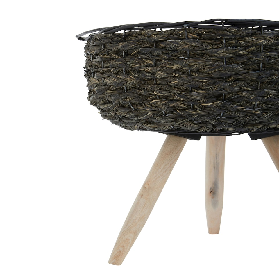 image 1 of Interiors By Premier Set of 2 Black Planters, Black Pots With Braided Design, Big Flower Pots for Plants, Herbs or Room Display Black