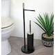 image 1 of Showerdrape Chester Black Toilet Roll Holder & Toilet Brush Combination