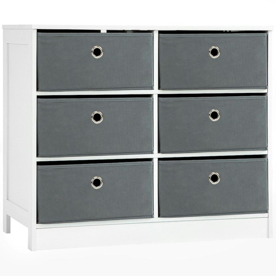 image 1 of HOMCOM Chests of Drawer Fabric Dresser Storage Cabinet w/ 6 Drawers for Bedroom