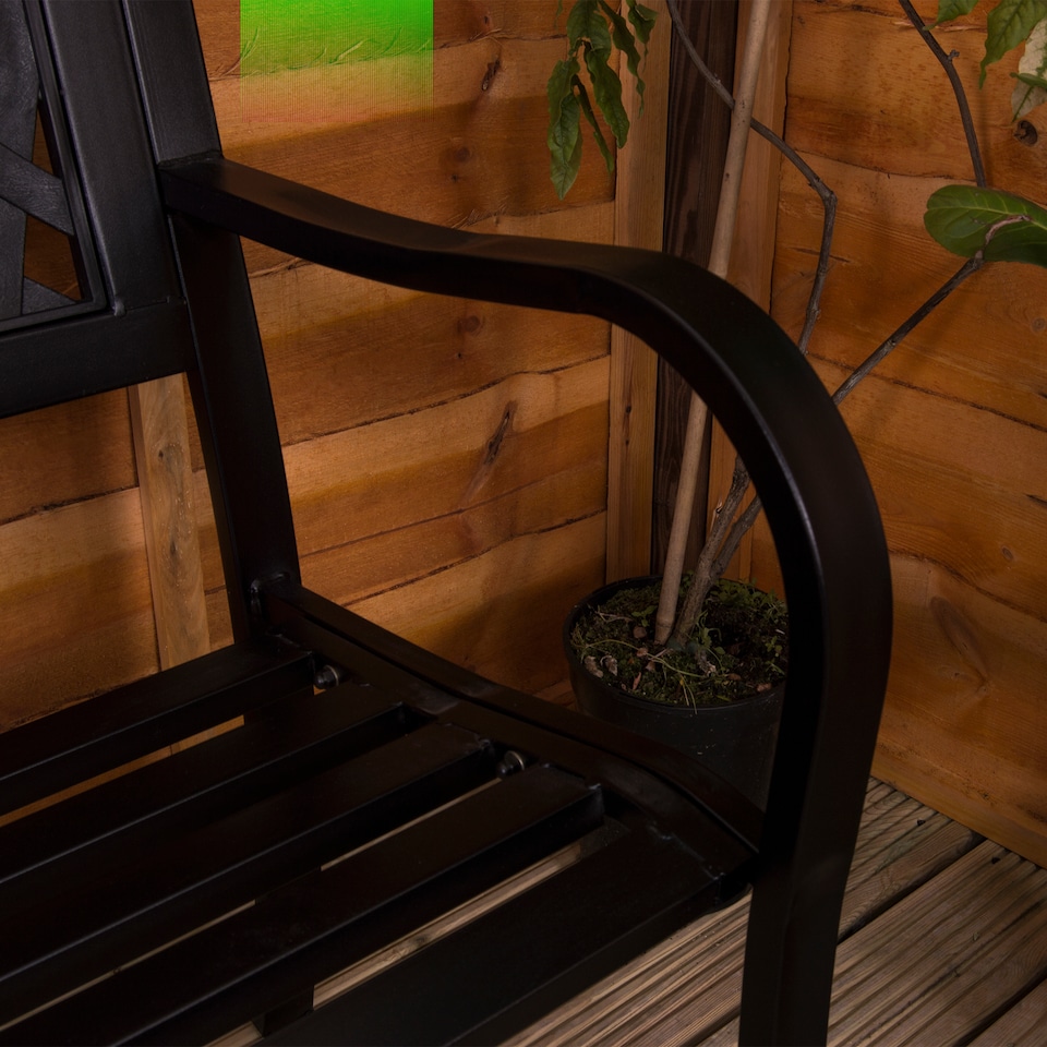 image 1 of Garden Vida 3 Seater Steel Garden Bench Outdoor Patio Seating, Lattice