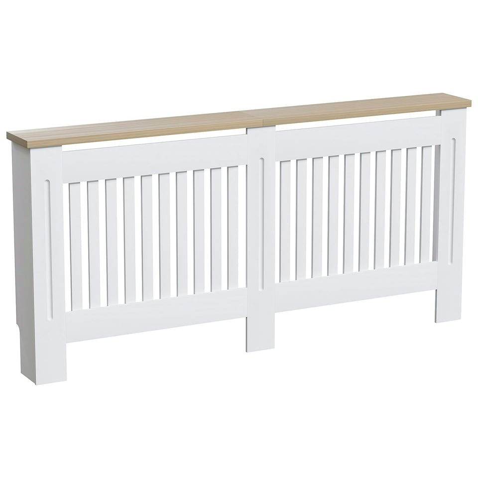 image 1 of Vida Designs Arlington Radiator Cover Painted MDF Slatted Cabinet, White, 172cm