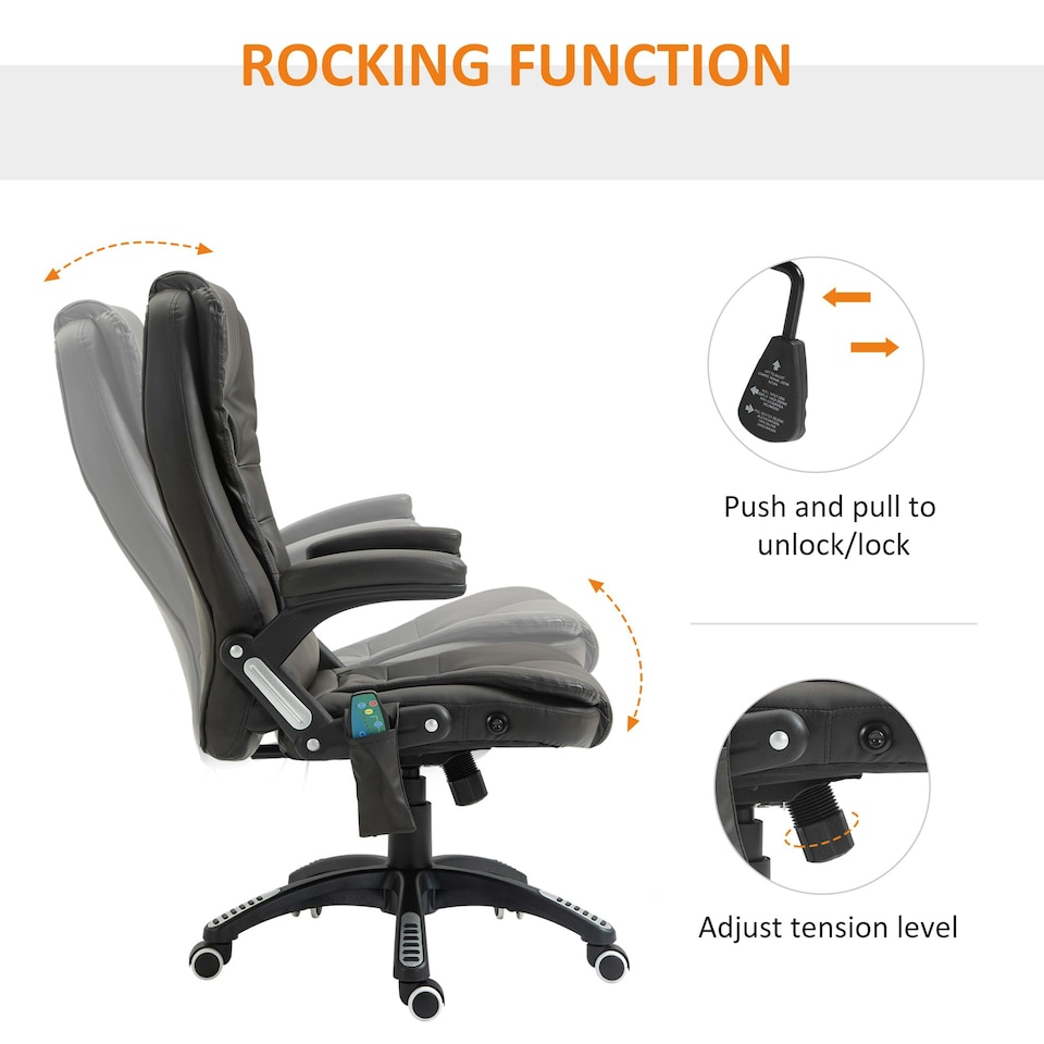 image 1 of HOMCOM Heated Vibrating Massage Office Chair with Reclining Function, Brown